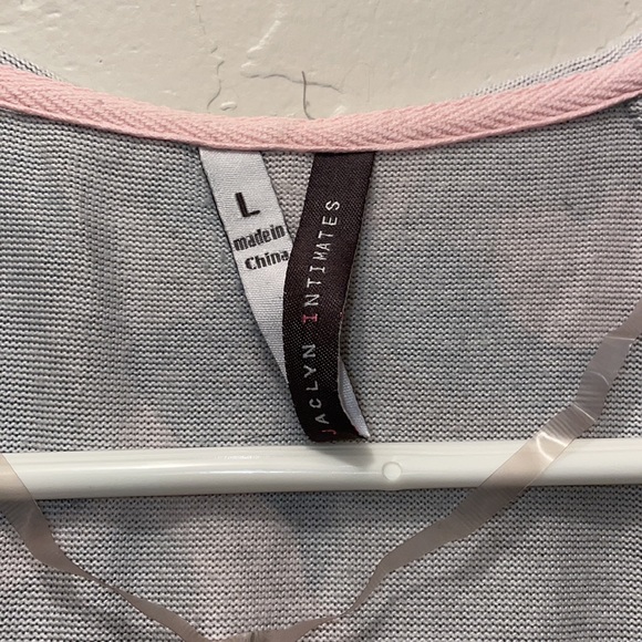 •JACLYN INTIMATES•GRAY/PINK/BLUE CAMOUFLAGE WATERFALL FRONT CARDIGAN SIZE LARGE - Picture 3 of 5